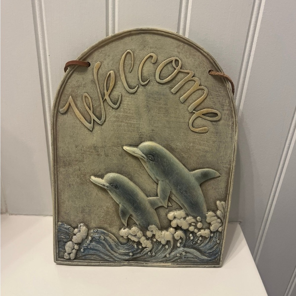Dolphin Welcome Sign - Blue and Gray